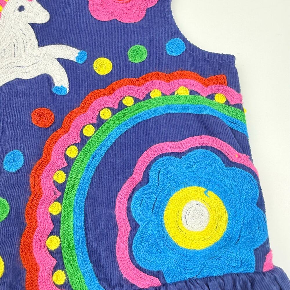 Mini Boden Navy Corduroy Embroidered Unicorn Pinafore Dress, Size 5-6 - Picture 5 of 8